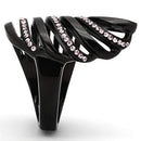 Crystal Rings TK977 Black - Stainless Steel Ring with Top Grade Crystal