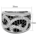 Cubic Zirconia Rings LO3739 Rhodium + Ruthenium Brass Ring with CZ