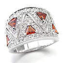 Cubic Zirconia Rings LOA504 Rhodium Brass Ring with AAA Grade CZ in Garnet