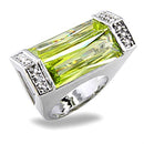 Design Engagement Ring 5X006 Rhodium Brass Ring with Synthetic in Peridot