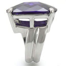 Engagement Rings 0W346 Rhodium Brass Ring with AAA Grade CZ in Tanzanite