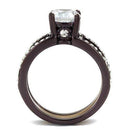 Engagement Rings For Women TK2560 Dark Brown & Stainless Steel Ring