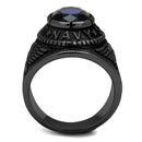 Silver Jewelry Rings Engagement Rings TK414707J Black - Stainless Steel Ring with Synthetic Alamode Fashion Jewelry Outlet