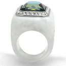 Engagement Rings VL111 Stainless Steel Ring with Synthetic in Aquamarine AB