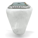 Engagement Rings VL111 Stainless Steel Ring with Synthetic in Aquamarine AB