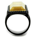 Silver Jewelry Rings Engagement Rings VL118 Black - Stainless Steel Ring in Citrine Yellow Alamode Fashion Jewelry Outlet