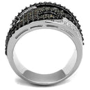 Engagement Wedding Rings 3W1091 Rhodium + Ruthenium Brass Ring with CZ