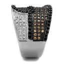 Engagement Wedding Rings 3W1091 Rhodium + Ruthenium Brass Ring with CZ