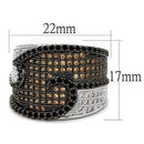 Engagement Wedding Rings 3W1091 Rhodium + Ruthenium Brass Ring with CZ