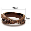 Engagement Wedding Rings 3W1155 Coffee light Brass Ring with AAA Grade CZ