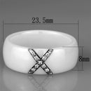 Eternity Rings 3W948 Stainless Steel Ring with Ceramic in White