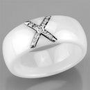 Eternity Rings 3W948 Stainless Steel Ring with Ceramic in White