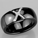 Eternity Rings 3W949 Stainless Steel Ring with Ceramic in Jet