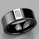 Eternity Rings 3W953 Stainless Steel Ring with Ceramic in Jet