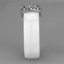 Eternity Rings 3W955 Stainless Steel Ring with Ceramic in White