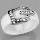 Eternity Rings 3W955 Stainless Steel Ring with Ceramic in White