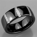 Eternity Rings 3W956 Stainless Steel Ring with Ceramic in Jet