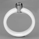 Eternity Rings 3W958 Stainless Steel Ring with Ceramic in White