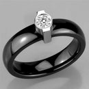 Eternity Rings 3W959 Stainless Steel Ring with Ceramic in Jet