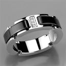 Eternity Rings 3W966 Stainless Steel Ring with Ceramic in Jet