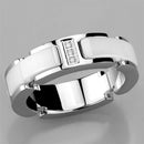 Eternity Rings 3W967 Stainless Steel Ring with Ceramic in White
