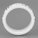 Eternity Rings 3W968 Stainless Steel Ring with Ceramic in White