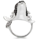 Fashion Rings 0W003 Rhodium + Ruthenium Brass Ring with AAA Grade CZ