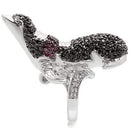 Fashion Rings 0W003 Rhodium + Ruthenium Brass Ring with AAA Grade CZ