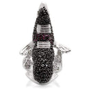 Fashion Rings 0W003 Rhodium + Ruthenium Brass Ring with AAA Grade CZ