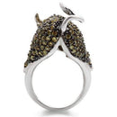 Fashion Rings 0W004 Rhodium + Ruthenium Brass Ring with AAA Grade CZ