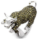 Fashion Rings 0W004 Rhodium + Ruthenium Brass Ring with AAA Grade CZ