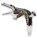 Fashion Rings 0W007 Rhodium + Ruthenium Brass Ring with AAA Grade CZ