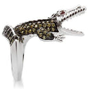 Fashion Rings 0W007 Rhodium + Ruthenium Brass Ring with AAA Grade CZ