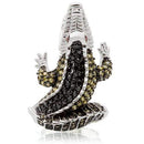 Fashion Rings 0W007 Rhodium + Ruthenium Brass Ring with AAA Grade CZ