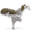 Fashion Rings 0W008 Rhodium + Ruthenium Brass Ring with AAA Grade CZ