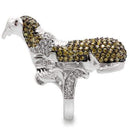 Fashion Rings 0W008 Rhodium + Ruthenium Brass Ring with AAA Grade CZ