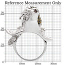 Fashion Rings 0W008 Rhodium + Ruthenium Brass Ring with AAA Grade CZ