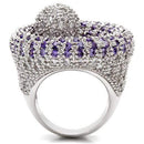 Fashion Rings 0W018 Rhodium Brass Ring with AAA Grade CZ in Tanzanite