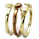 Gold Pinky Ring TK2801 Gold & Light Brown (Light coffee) Stainless Steel Ring