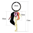 Gold Pinky Ring TK2913 Gold+ Black - Stainless Steel Key Ring with CZ