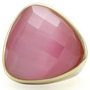 Gold Ring 0W364 Gold Brass Ring with Semi-Precious in Light Rose