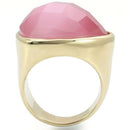 Gold Ring 0W364 Gold Brass Ring with Semi-Precious in Light Rose