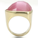 Gold Ring 0W364 Gold Brass Ring with Semi-Precious in Light Rose