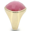 Gold Ring 0W364 Gold Brass Ring with Semi-Precious in Light Rose