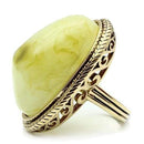Gold Ring VL005 Gold - Brass Ring with Synthetic in Apple Green color