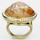 Silver Jewelry Rings Gold Ring VL083 Gold - Brass Ring with Synthetic in Orange Alamode Fashion Jewelry Outlet