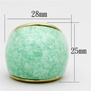 Gold Ring VL110 Gold - Stainless Steel Ring with Synthetic in Emerald