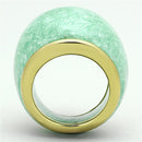 Gold Ring VL110 Gold - Stainless Steel Ring with Synthetic in Emerald