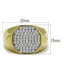 Gold Stackable Ring TK2221 Two-Tone Gold - Stainless Steel Ring with Crystal