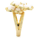 Silver Jewelry Rings Gold Wedding Rings 1W045 Gold Brass Ring with Synthetic in White Alamode Fashion Jewelry Outlet